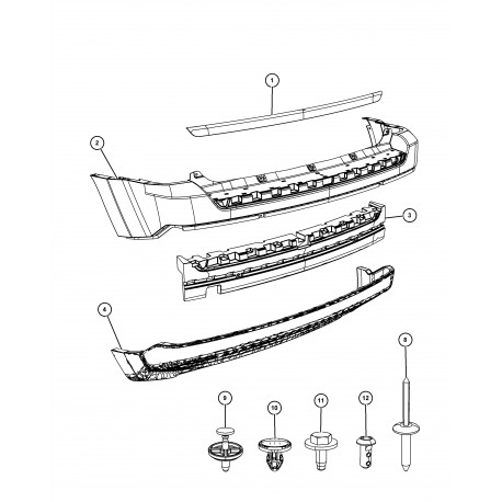 Mopar revetement pare chocs arriere superieur (68091510AA)