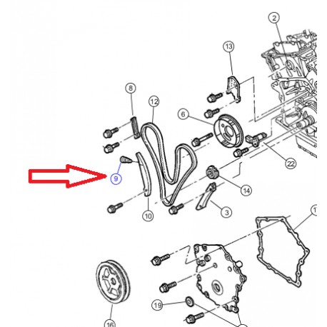 Mopar tendeur chaine distribution sans vis arriere (04792443AB)