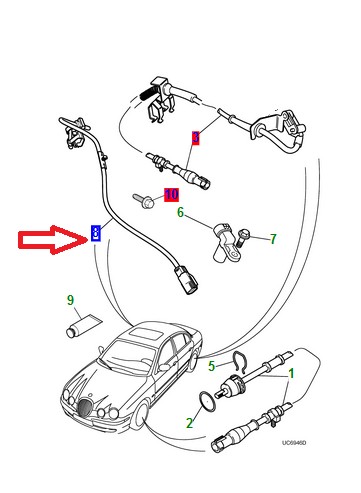 Arrière gauche ou droit abs roue capteur de vitesse pour jaguar s-type 2002-2007