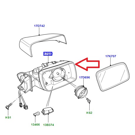 Land rover retroviseur exterieur Discovery 3, Range Sport (LR041886)