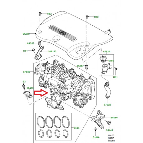 Land rover collecteur d'admission (LR006680)