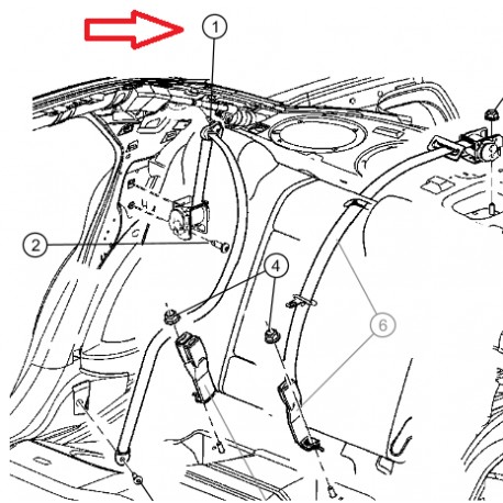 Mopar ceinture arriere gauche ou droite (0UX58XDVAC)