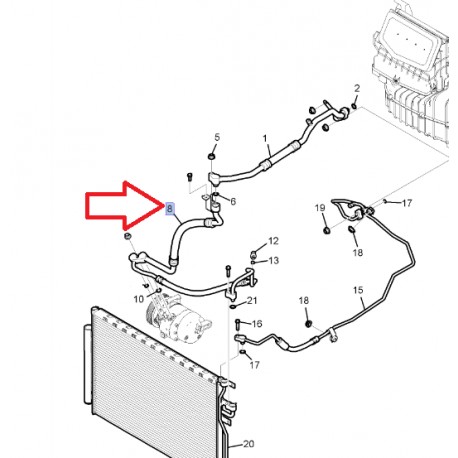 Chevrolet tuyau climatisation compresseur vers evaporateur (20927347)