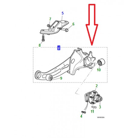 Jaguar support de moyeu traction avant arrière droite X-Type et XK8 (C2S49746)