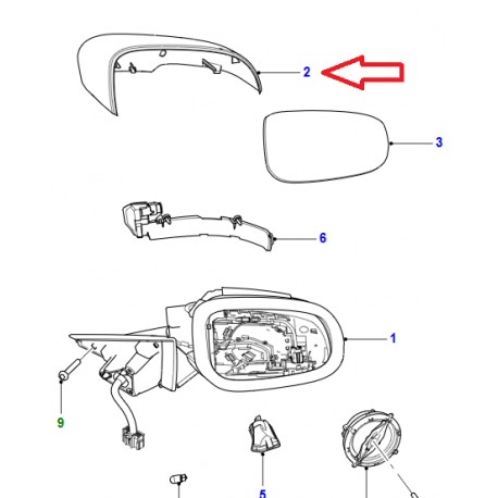 Jaguar coque retroviseur droit a peindre XE,  XF X250,  XJ X351 (C2Z4412)