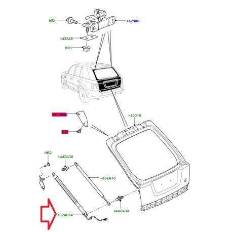 Land rover verin hayon electrique Range Sport (LR062078)