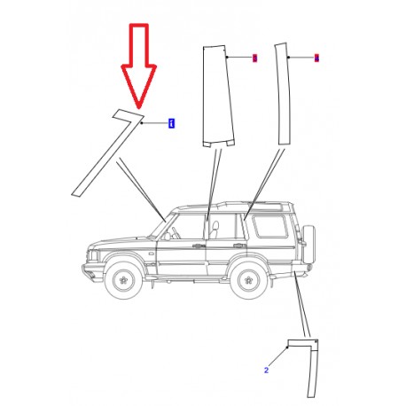 Land rover Décalcomanie gauche -Masquage de Montant A Discovery 2 (DAR100790)