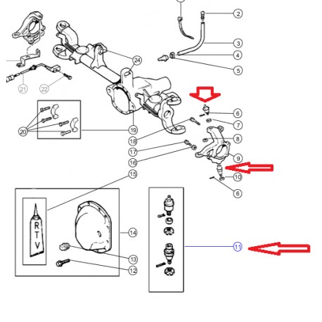 Mopar kit rotules de pivot pour 1 cote Cherokee XJ et Grand Cherokee ZJ et Wrangler TJ et YJ (83500202AB)