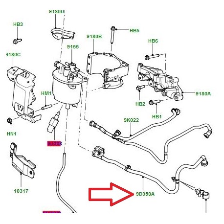 Land rover tuyau de combustible (LR001322)