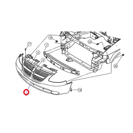 Allmakes 4x4 pare choc avant sans anti brouillard Voyager RG (05018639AA)