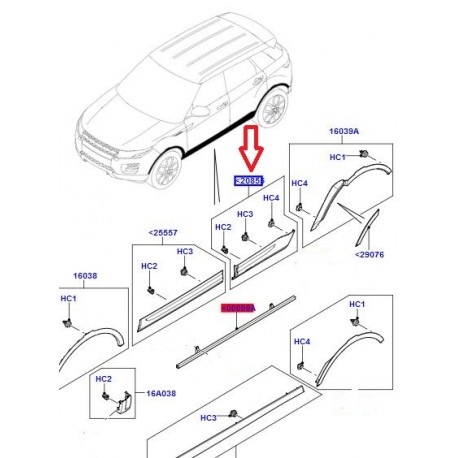 Land rover moulure porte arriere gauche Evoque (LR079523)