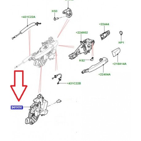 Land rover serrure porte arriere droite Freelander 2 (LR091360)