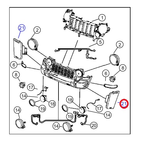 Mopar feu de gabarit gauche Cherokee KJ (55156885AB)