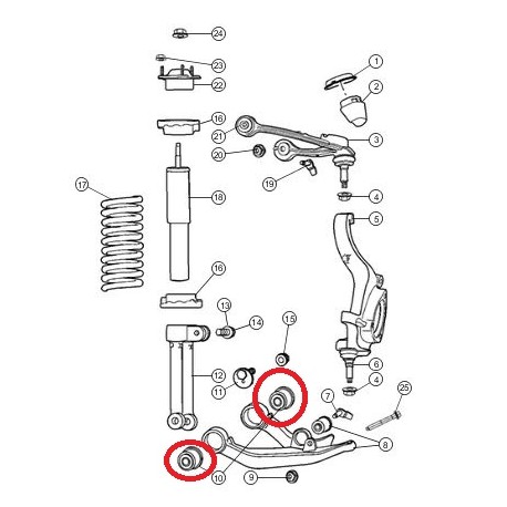 Crown silent bloc de bras de suspension avant inferieur Cherokee KJ et Dodge Nitro (4670457)