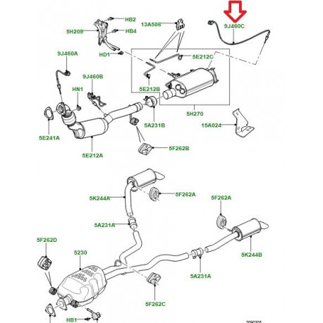 Land rover sonde température gaz échappement Discovery 3, Range Sport (WDN500050)