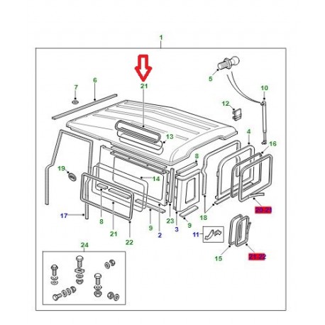 Land rover joint custode toit Defender 90 (ALR8364)