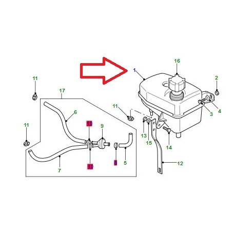 Land rover vase d'expansion plastique Defender 90, 110, 130, Discovery 1, Range Classic (PCF101590)