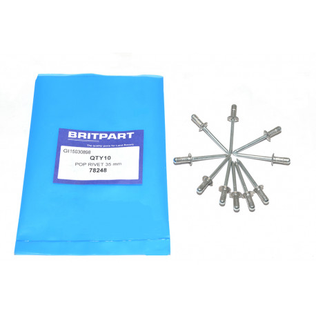 Britpart pop rivet 35 mm Defender 90, 110, 130 et Discovery 1 (78248)