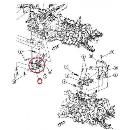 Allmakes 4x4 support moteur avant Voyager RG (4861314AB)