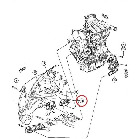 Allmakes 4x4 support moteur droit superieur (bte manu PT Cruiser (5085122AB)