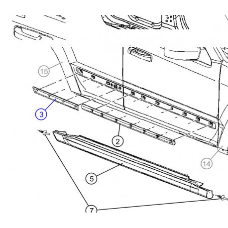 Mopar moulure chromée porte arriere gauche Grand Cherokee WH (55156847AC)