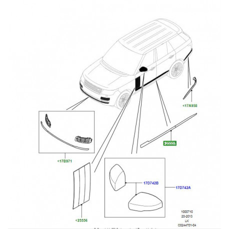 Land rover moulure - porte avant Range L405 (VPLGB0429)