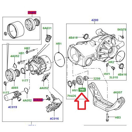 Land rover roulement a billes-differentiel Freelander 2 (LR023441)