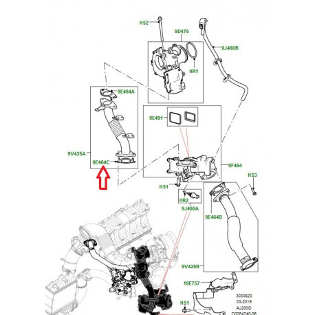 Land rover joint egr (LR095555)