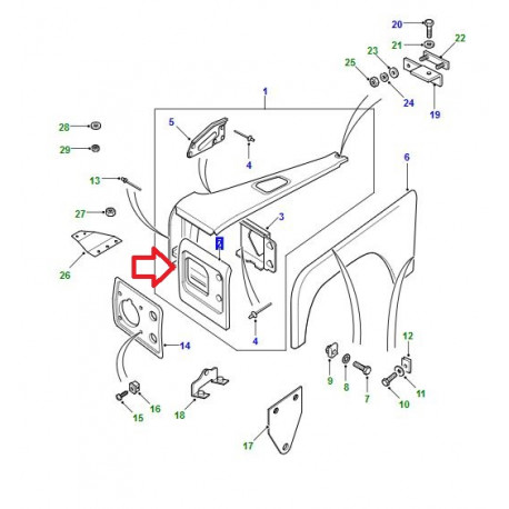 Land rover panneau phare avant gauche Defender 90, 110, 130 (ASW710150)