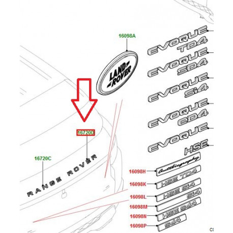 Land rover logo ROVER noir arriere (LR094562)