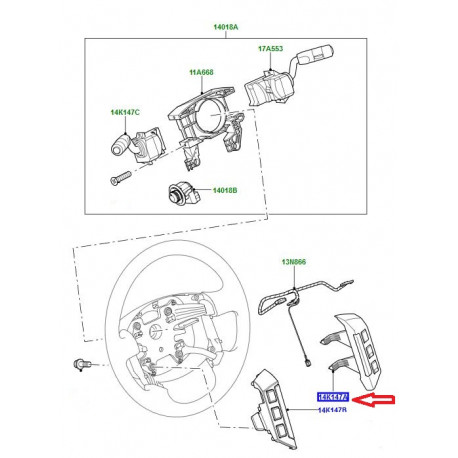 Land rover interrupteur volant (XPD500730)