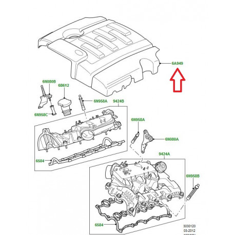 Land rover cache moteur supérieur (LR013662)