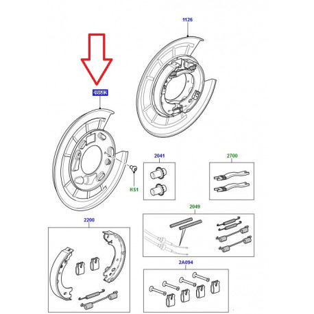 Land rover flasque frein arriere gauche (LR048812)