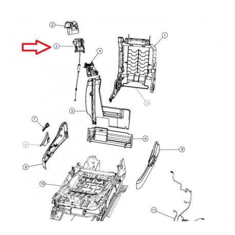 Mopar manette dossier siege passager (1HM12XDBAC)