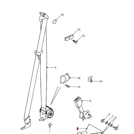 Land rover ceinture de securite gauche Defender 110,  130 (EVB500830PMA)