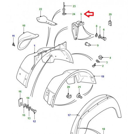 Land rover support fixation d'aile Defender 90, 110, 130 (LR030342)