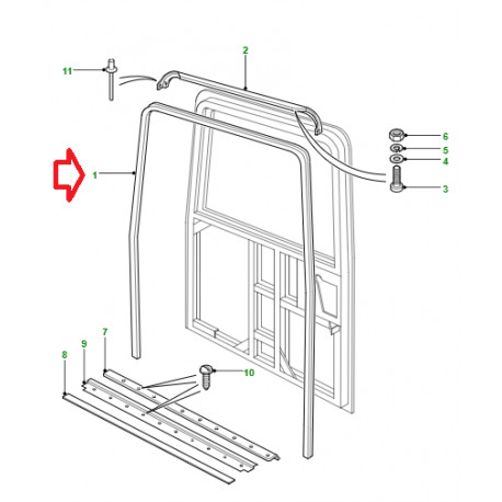 Land rover JOINT DE PORTE ARRIERE ARRIERE Defender 90 110 (LR044314)