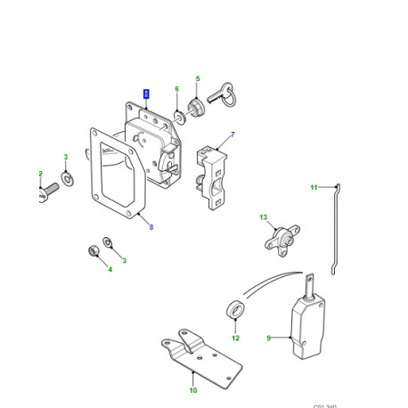 Land rover levier de verrouillage Defender 90, 110 (FUB500060)