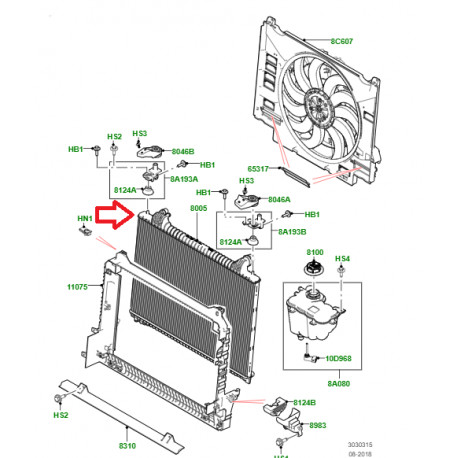 Land rover radiateur principal Velar L560 (LR092461)