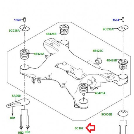 Land rover berceau arriere (LR086154)