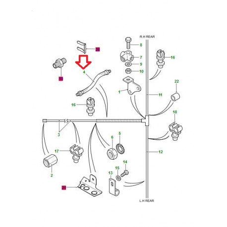 Land rover tuyau flexible de frein arrière Defender 90, 110, 130 (NRC9455)