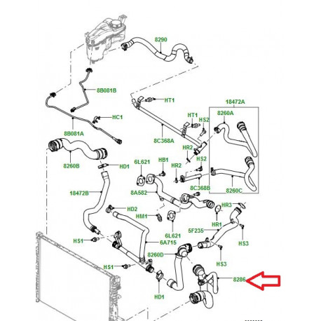 Land rover durite de radiateur Freelander 2 (LR007413)