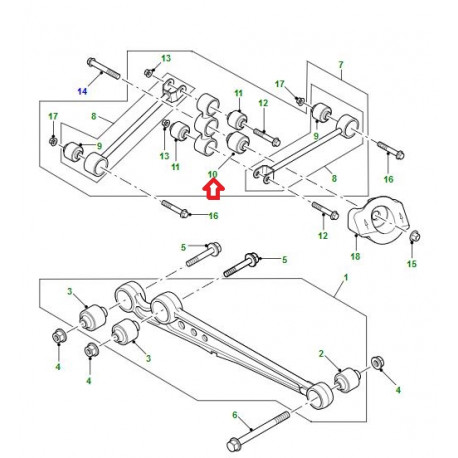 Land rover roulement pivot central arriere Discovery 2 (RGW100020)