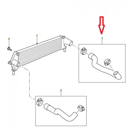 Land rover durite intercooler droite Defender (PNH500670)