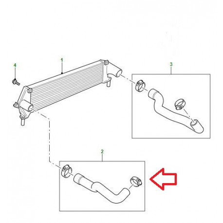 Land rover durite intercooler gauche Defender (PNH500660)