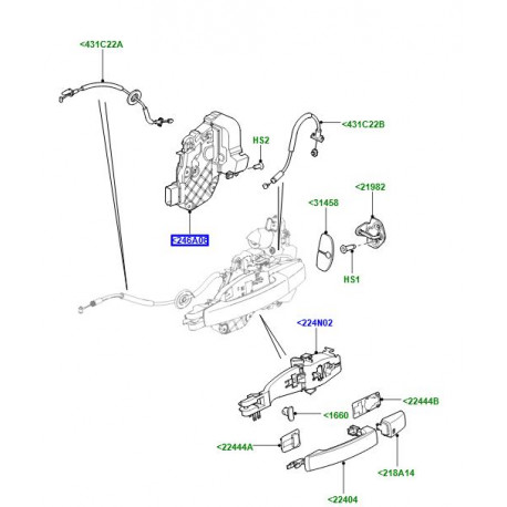 Land rover serrure porte arriere gauche (0MBWK)