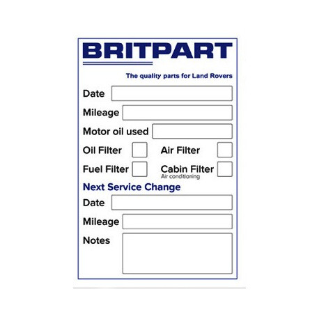Britpart etiquette de vidange (SERVICE STICKER)