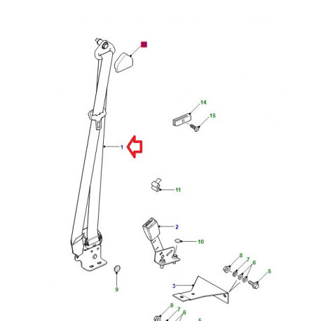 Land rover ceinture securite avant gauche  defender (EVB500870PMA)