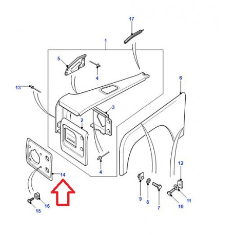 Land rover Plaque entourage feux avant droit (LR059128)