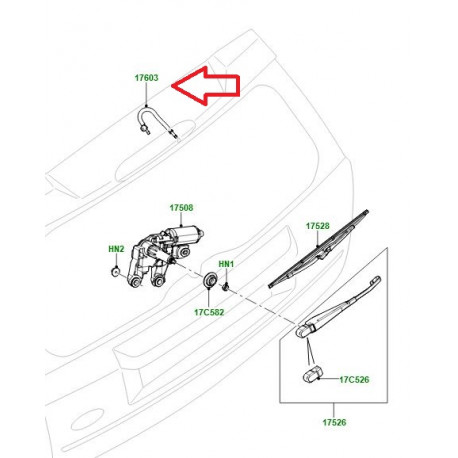 Land rover gicleur lave-glace de lunette arrière Freelander 2 (LR002302)